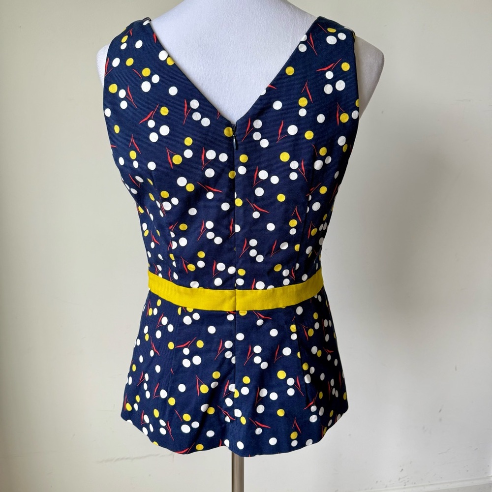 Boden Navy Sinead V-Neck Sleeveless Polka Dot Peplum Top—SZ. 8 - Picture 4 of 15
